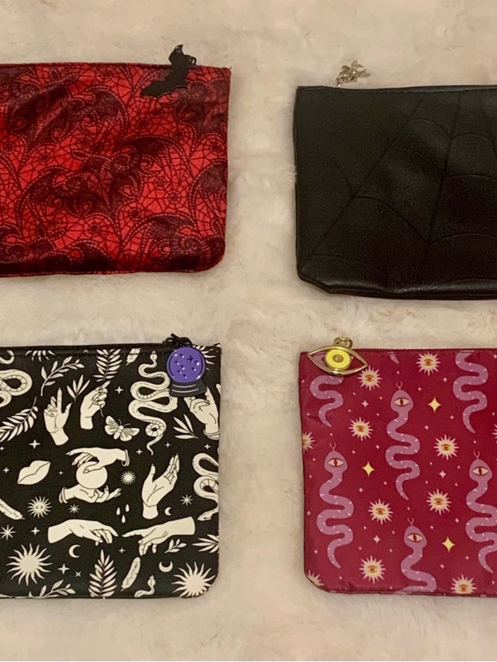 Ipsy Cosmetic Bag Spooky Season Set - Red, Black, Purple, Black & White